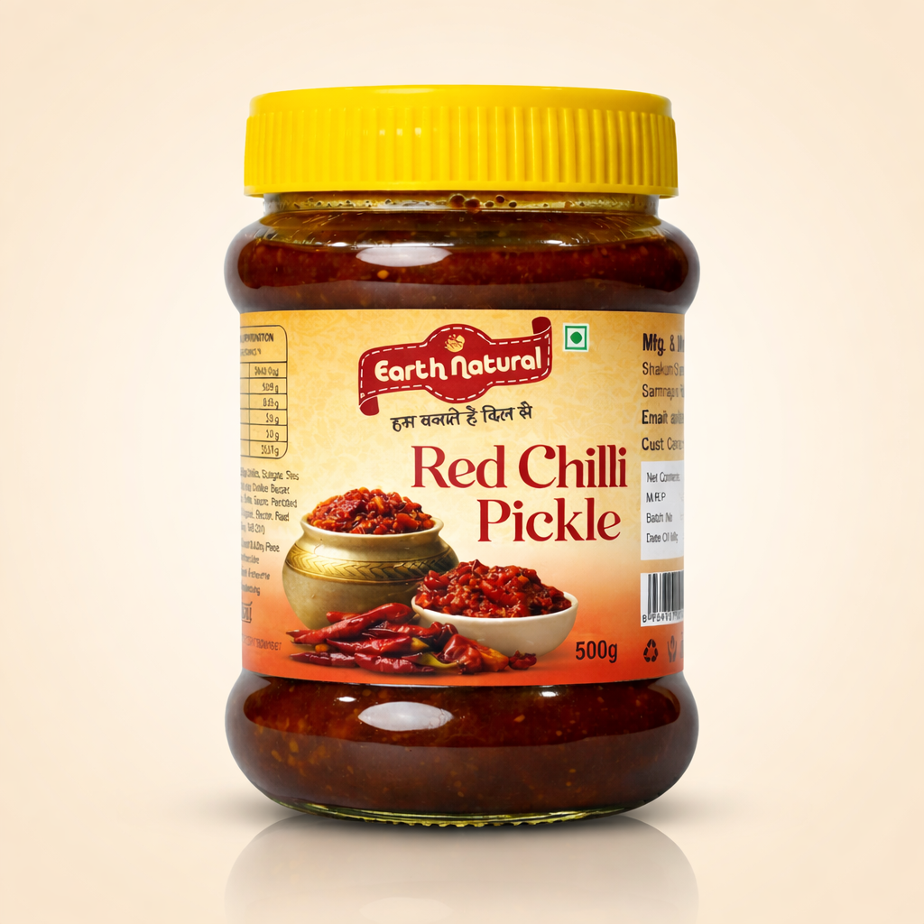 Earth Natural Red Chilli Pickle – Spicy Lal Mirch Achar Rich Taste