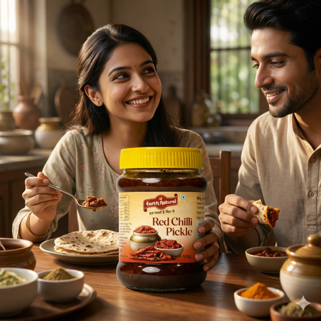 Earth Natural Red Chilli Pickle – Spicy Lal Mirch Achar Rich Taste