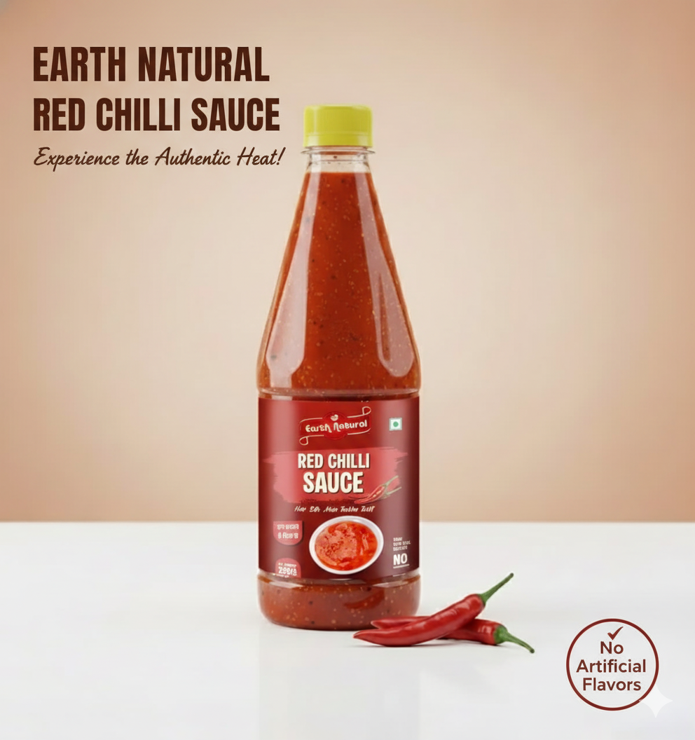 Earth Natural Red Chilli Sauce (700g) – Spicy Tangy Rich Flavor for Snacks & Meals
