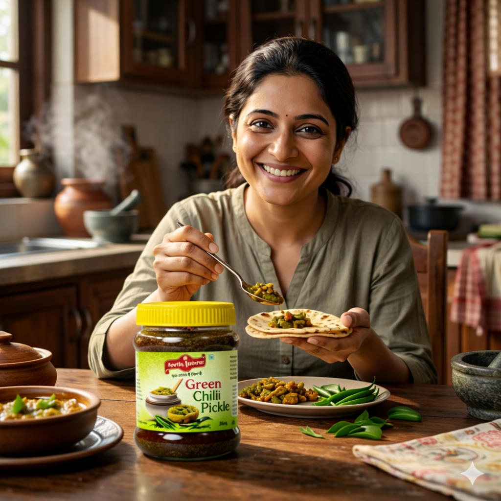 Earth Natural Green Chilli Pickle – Spicy Hari Mirch Achar Tangy Taste