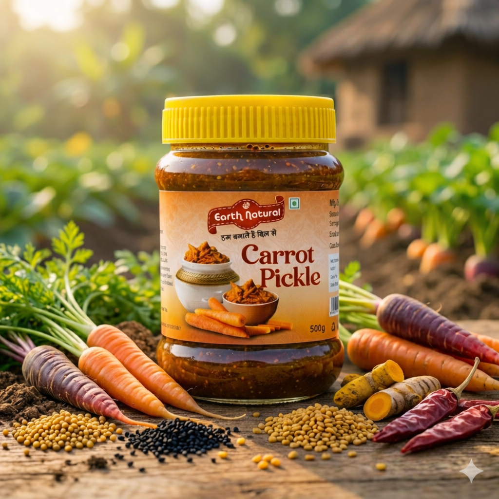 Earth Natural Carrot Pickle – Traditional Gajar Achar with Tangy Flavor