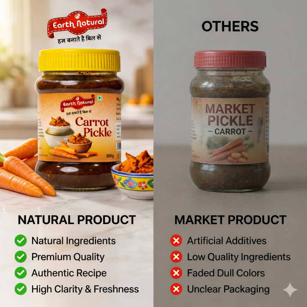Earth Natural Carrot Pickle – Traditional Gajar Achar with Tangy Flavor