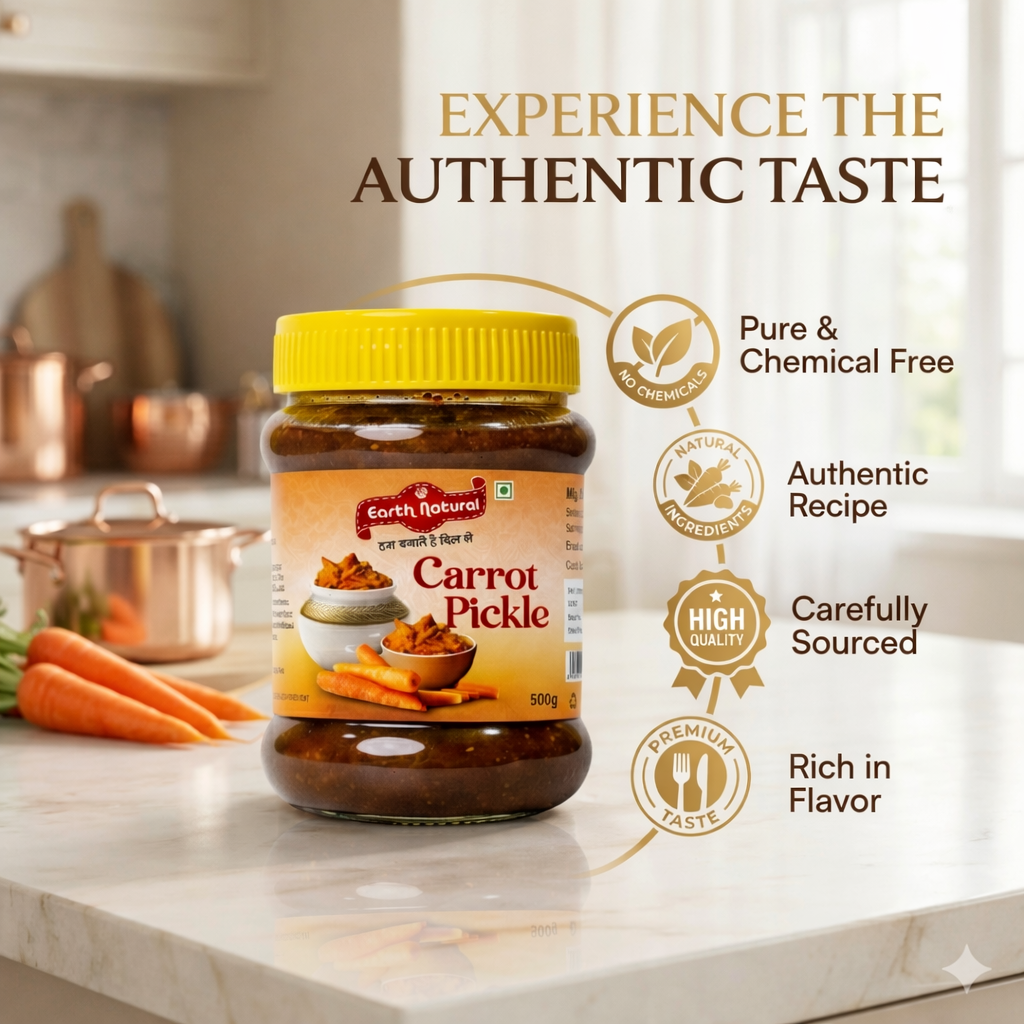 Earth Natural Carrot Pickle – Traditional Gajar Achar with Tangy Flavor