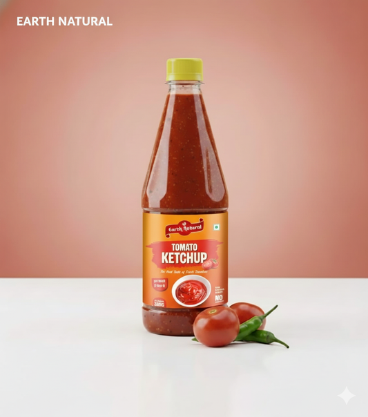 Earth Natural Tomato Ketchup (700g) – Rich Tangy Sweet Sauce for Snacks & Meals