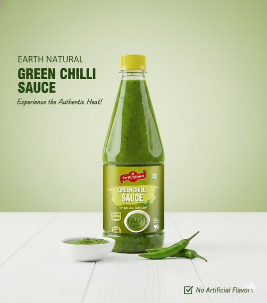 Earth Natural Green Chilli Sauce (700g) – Spicy Tangy Sauce for Snacks & Meals