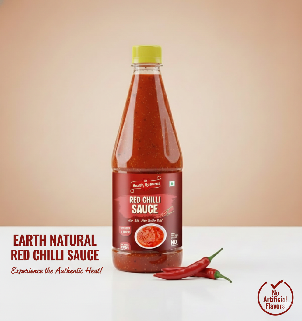 Earth Natural Red Chilli Sauce (700g) – Spicy Tangy Rich Flavor for Snacks & Meals