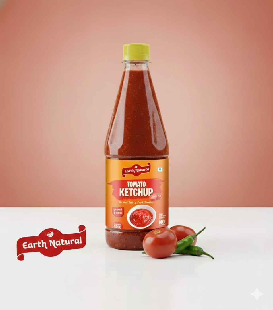 Earth Natural Tomato Ketchup (700g) – Rich Tangy Sweet Sauce for Snacks & Meals