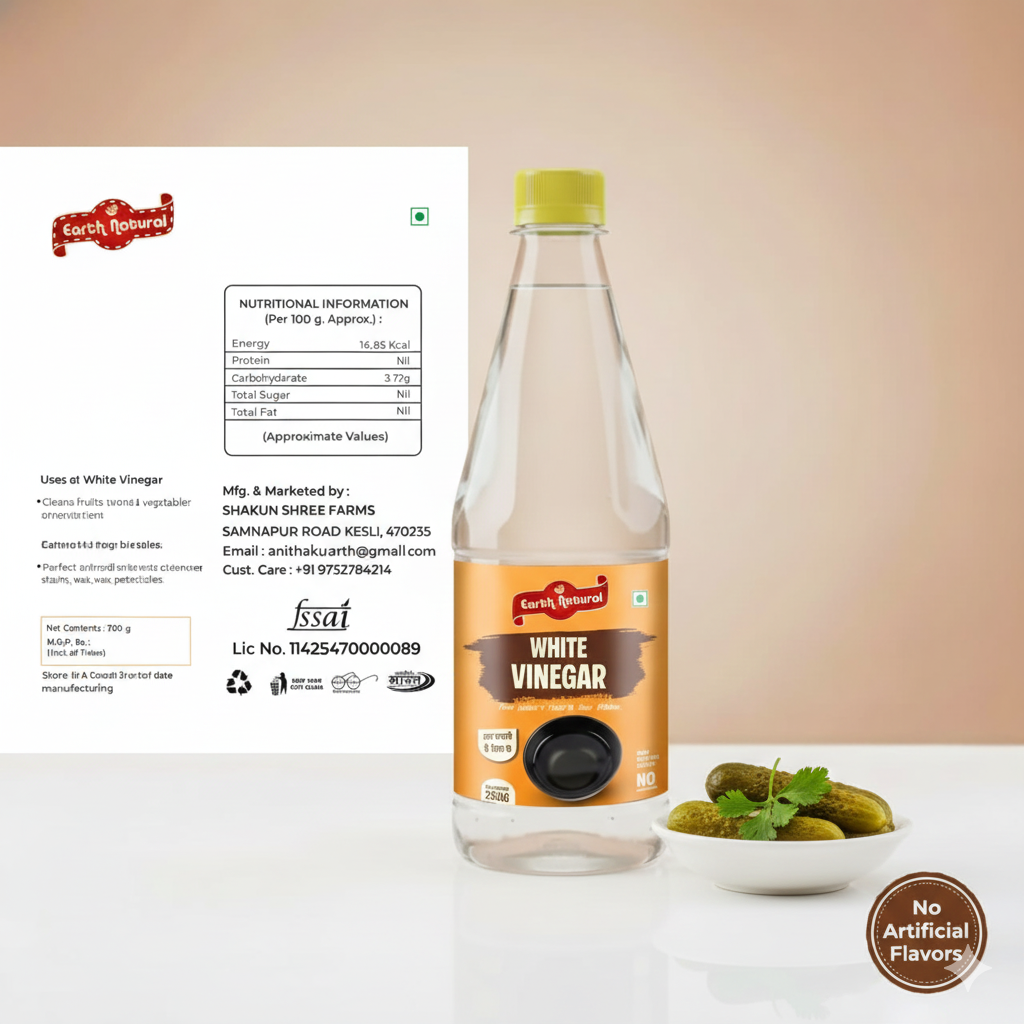 Earth Natural White Vinegar (700g) – Pure Multipurpose for Cooking, Pickling & Preservation