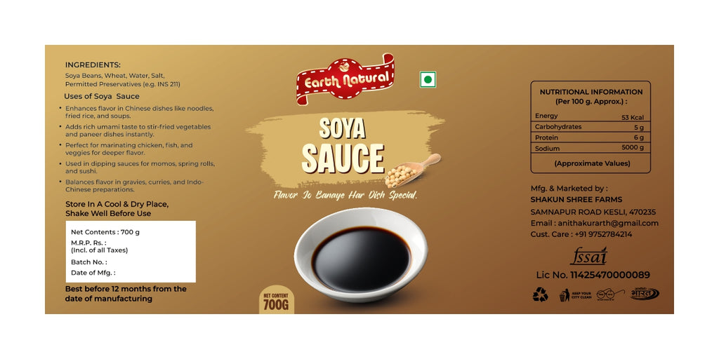 Earth Natural Soya Sauce (700g) – Rich Umami Flavor for Cooking & Marinades