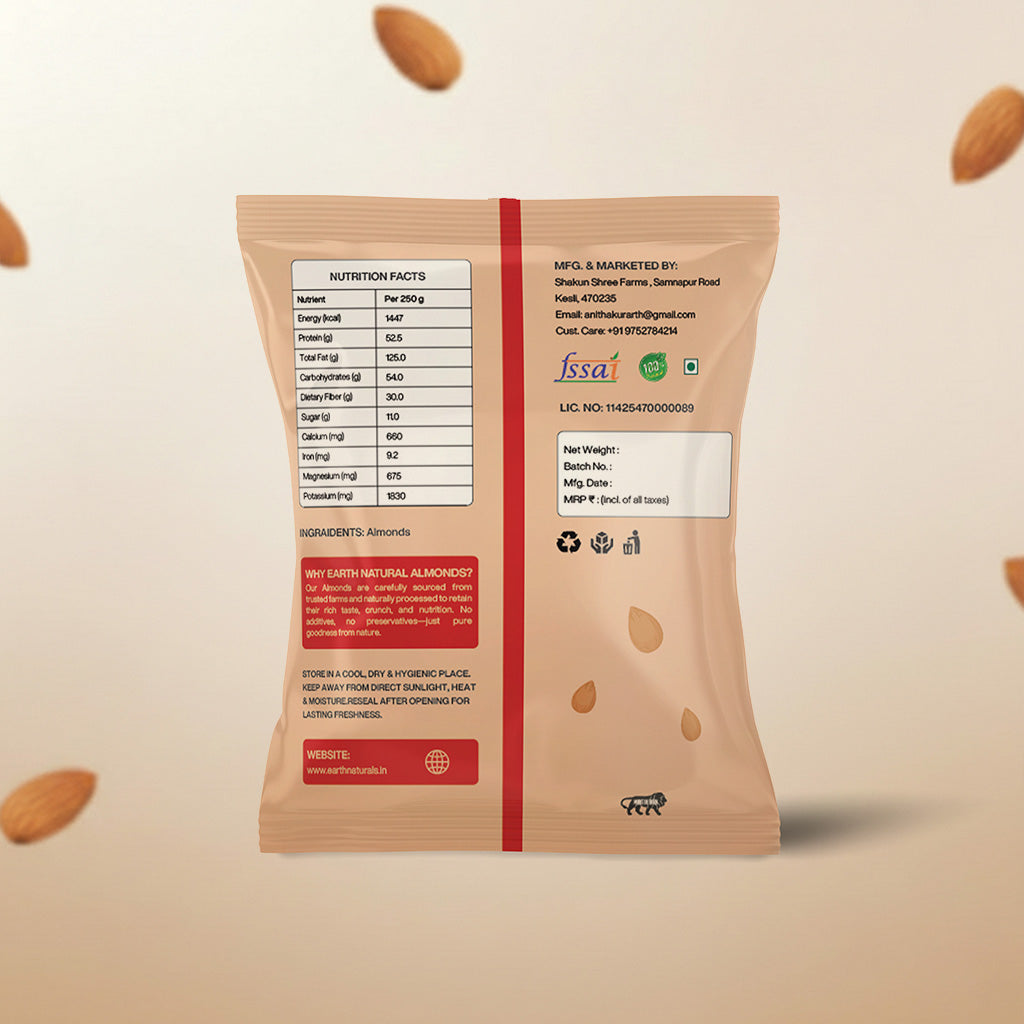 Earth Natural Almonds– Premium Badam, Crunchy & Nutrient-Rich