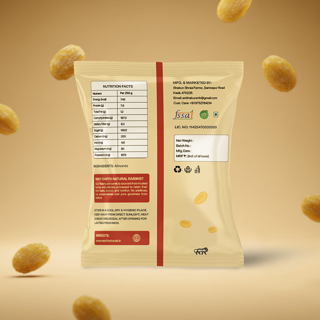 Earth Natural Raisins – Premium Kishmish, Naturally Sweet & Nutritious