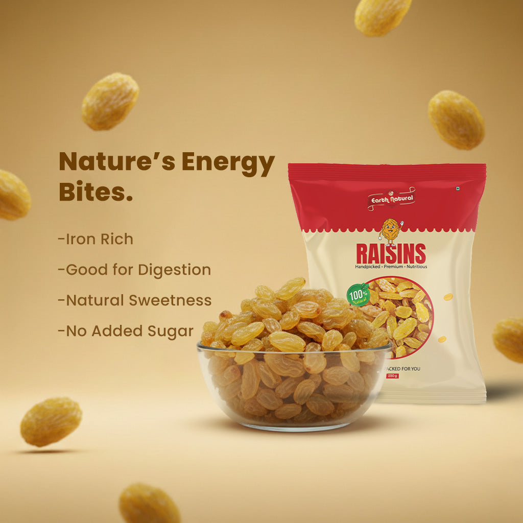Earth Natural Raisins – Premium Kishmish, Naturally Sweet & Nutritious