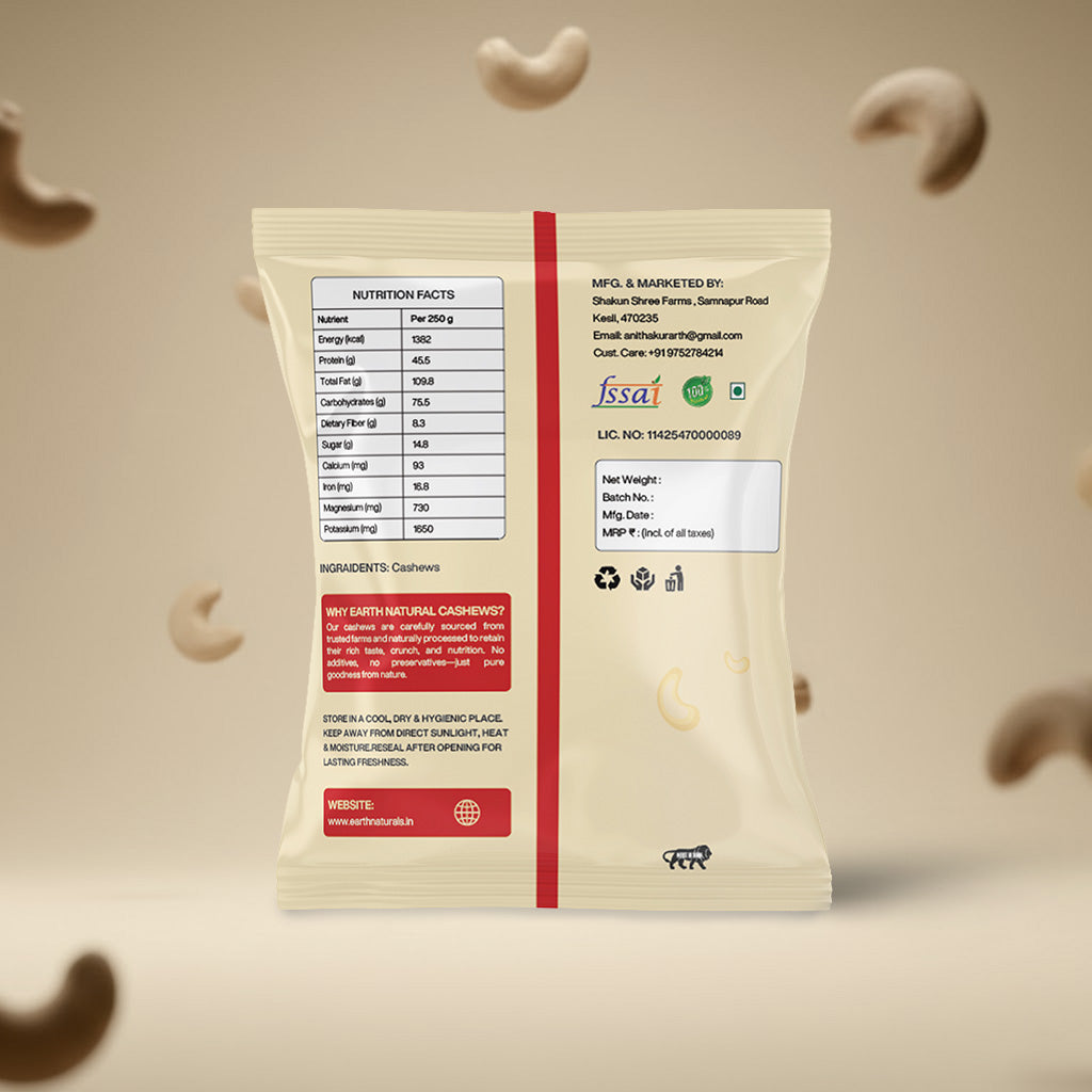 Earth Natural Cashews– Premium Kaju, Rich, Crunchy & Nutritious