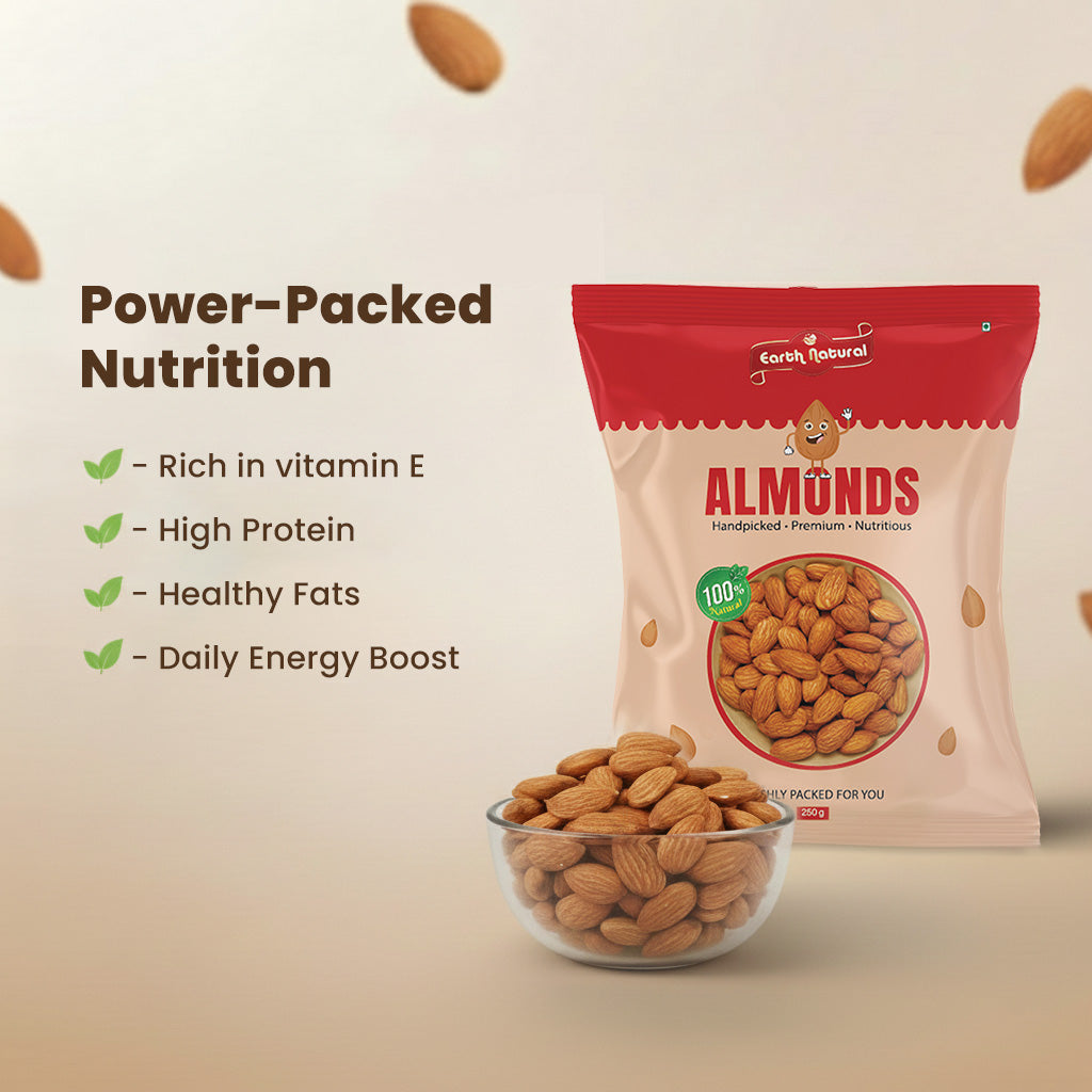 Earth Natural Almonds– Premium Badam, Crunchy & Nutrient-Rich